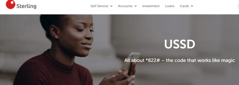 Sterling Bank USSD codes on the home page